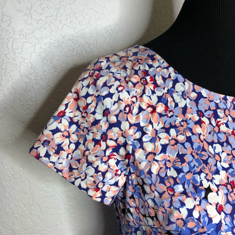 Talbots white pink blue floral ombre short sleeve sheath dress size 6 Petite 6P - Picture 7 of 16